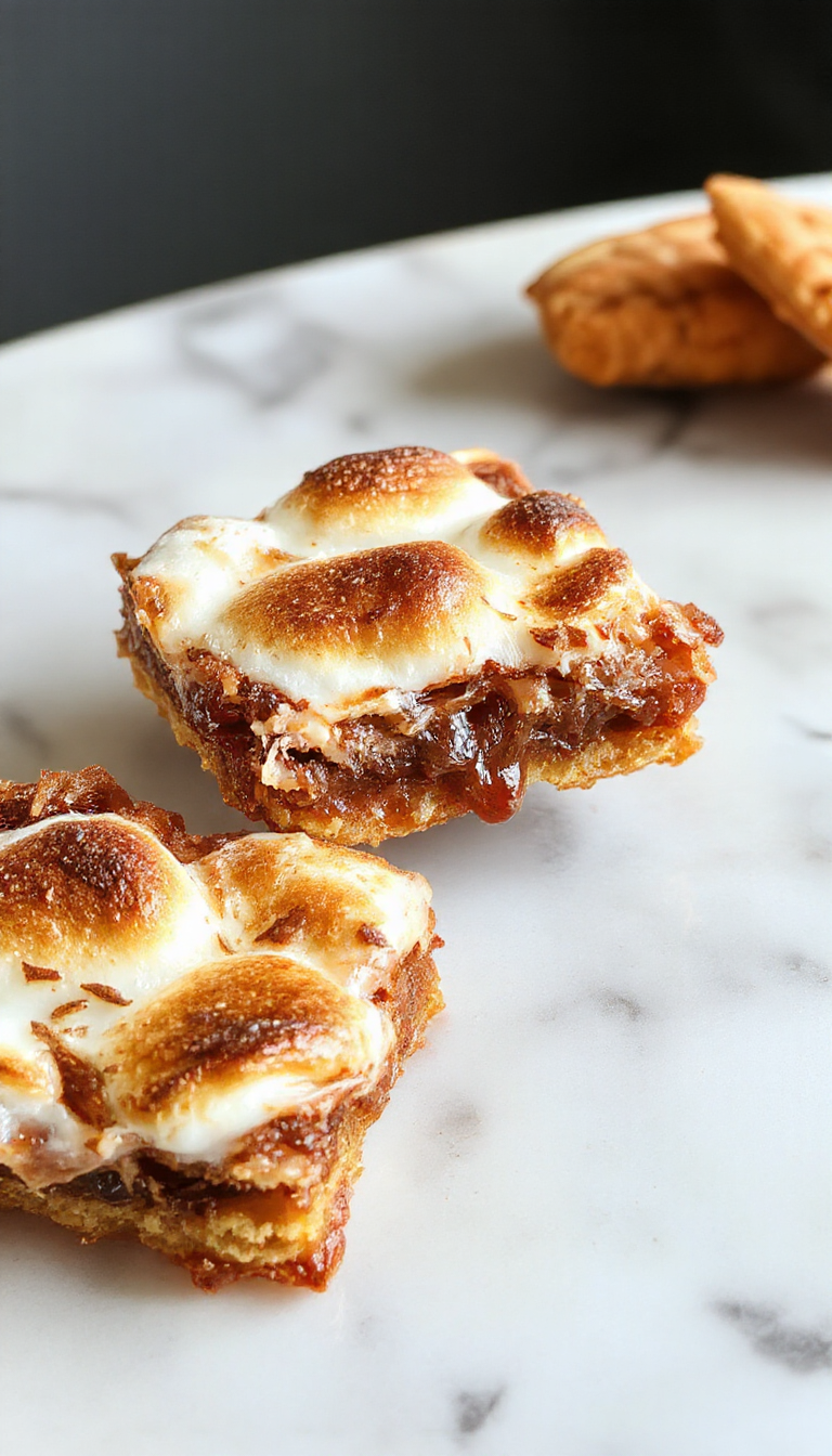 Delicious Campfire S'mores Bars with gooey marshmallows, crispy graham cracker crust, and melted chocolate, perfect for outdoor gatherings.