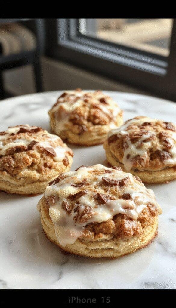 A freshly baked plate of Morning's Best Protein Biscuits with a golden-brown crust, garnished with fresh herbs and displayed alongside a cup of coffee.