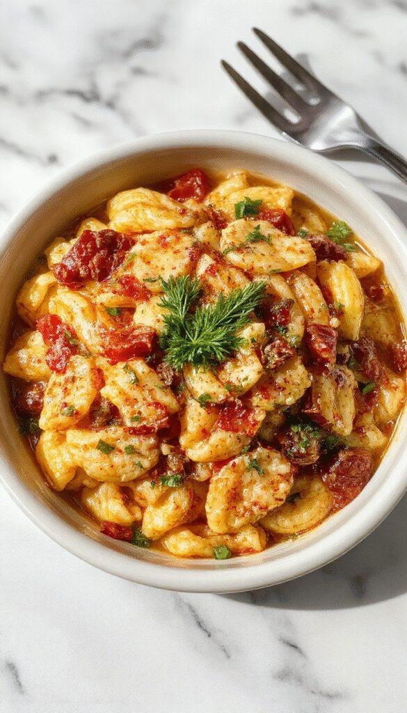 A vibrant bowl of cooked orzo pasta garnished with fresh herbs and cherry tomatoes, showcasing its versatile culinary appeal.