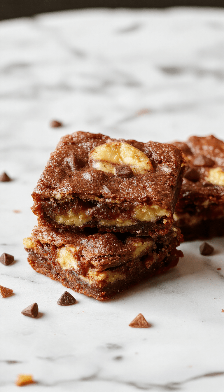 A close-up of a plate of warm apple brownies with caramel drizzles and chopped nuts on top, surrounded by fresh apple slices, with a rustic wooden table background and seasonal fall decor in soft lighting.
