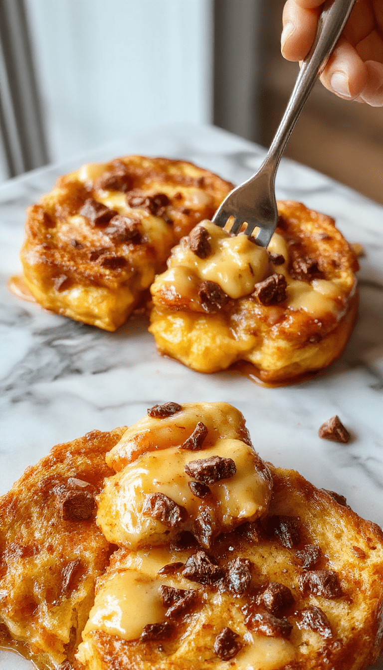 A vibrant plate of pumpkin french toast topped with whipped cream and cinnamon, garnished with pecans and fresh pumpkin slices, styled on a rustic wooden table