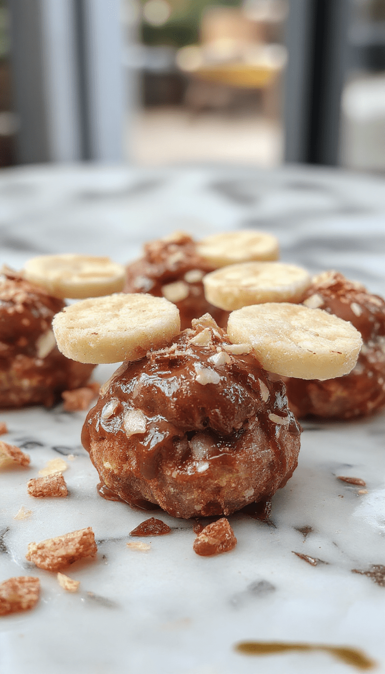 A vibrant plate of no-bake Moose Farts with layers of chocolate and colorful sprinkles topped with a drizzle of caramel, presented on a rustic wooden table with a spoon beside it, capturing the creamy textures and enticing colors.