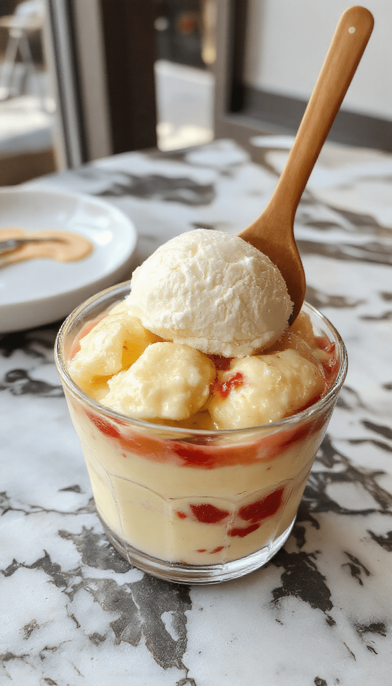 A vibrant layered trifle in a clear glass bowl showcasing colorful layers of whipped cream, fresh berries, sponge cake crumbs, and chocolate shavings. The trifle is topped with a sprig of mint, and the presentation highlights its luscious textures and inviting colors.