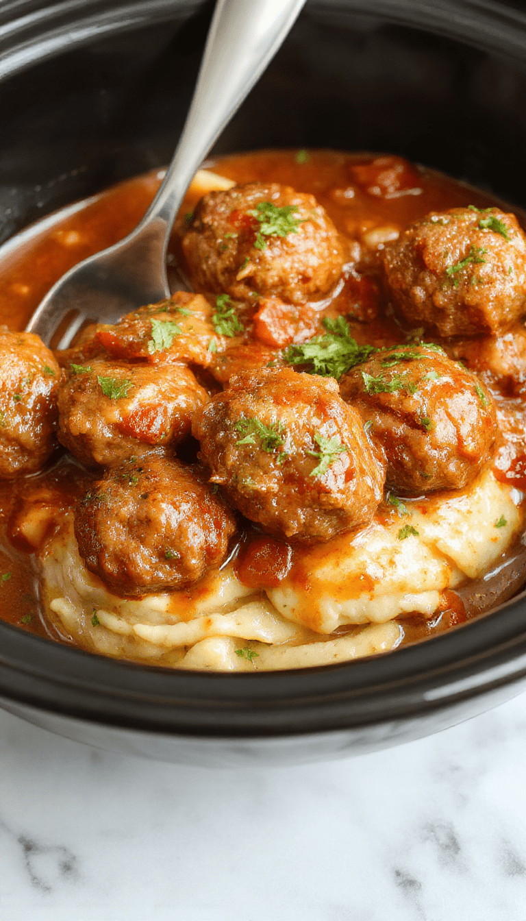 Colorful image of tender meatballs glazed with glossy sweet chili sauce, garnished with chopped green onions on a white plate with a side of steamed rice, set on a rustic wooden table with fresh herbs and red chili slices for decoration.