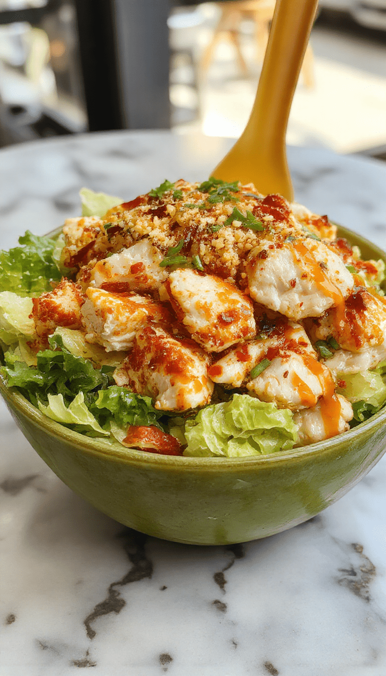 Vibrant Asian Chicken Crunch Salad featuring shredded cooked chicken, colorful crisp vegetables like bell peppers and shredded carrots, garnished with sesame seeds and fresh herbs, served in a stylish bowl with a drizzle of dressing. The textures show crunchy vegetables contrasted with tender chicken, all beautifully plated with a modern aesthetic and bright lighting.