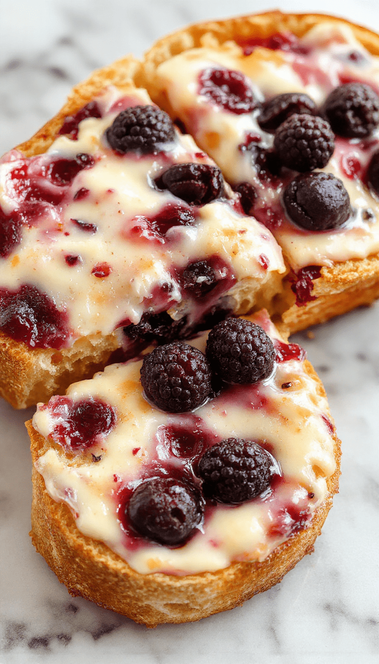 A close-up of a freshly baked blueberry cream cheese bread sliced open, revealing a swirled internal pattern of blueberries and creamy filling, with a golden crust topped with a dusting of powdered sugar. The bread is styled on a rustic wooden tray with fresh blueberries scattered around, highlighting its moist and inviting texture.