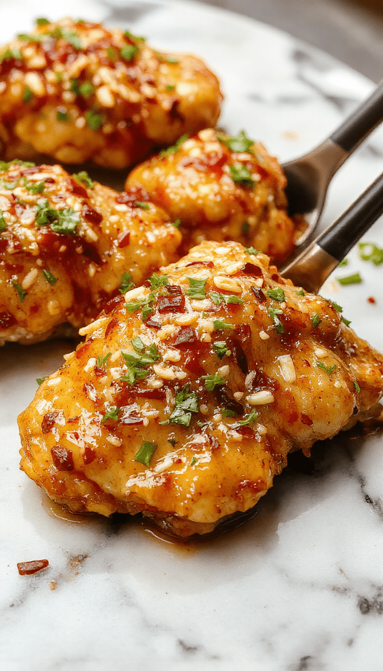 A vibrant plate of sesame chicken featuring golden-brown pieces coated in glossy sauce, topped with sprinkled sesame seeds and green onions, served on a rustic wooden board with colorful vegetables and chopsticks in the background, highlighting a fresh and appetizing presentation.